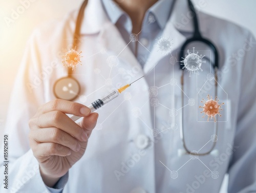 Medical Professional with Syringe and Stethoscope