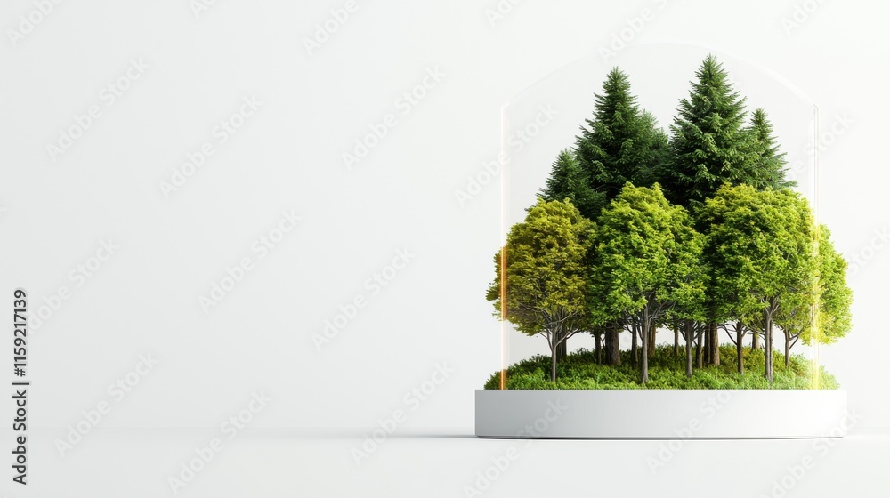 Obraz premium Concept of Forest Surrounded by Glass Shield