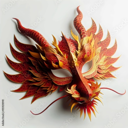 Chinese red dragon mask.