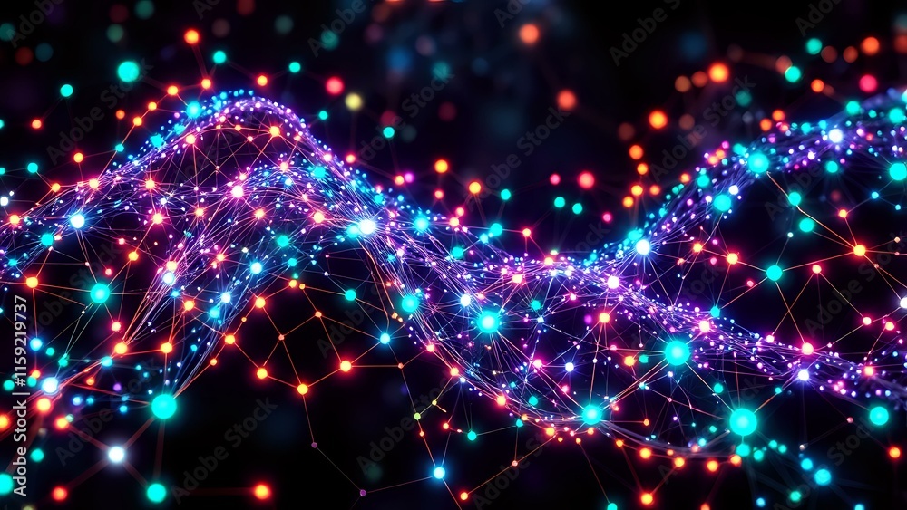 Obraz premium Bioluminescent Data Network Art Nouveau visualization