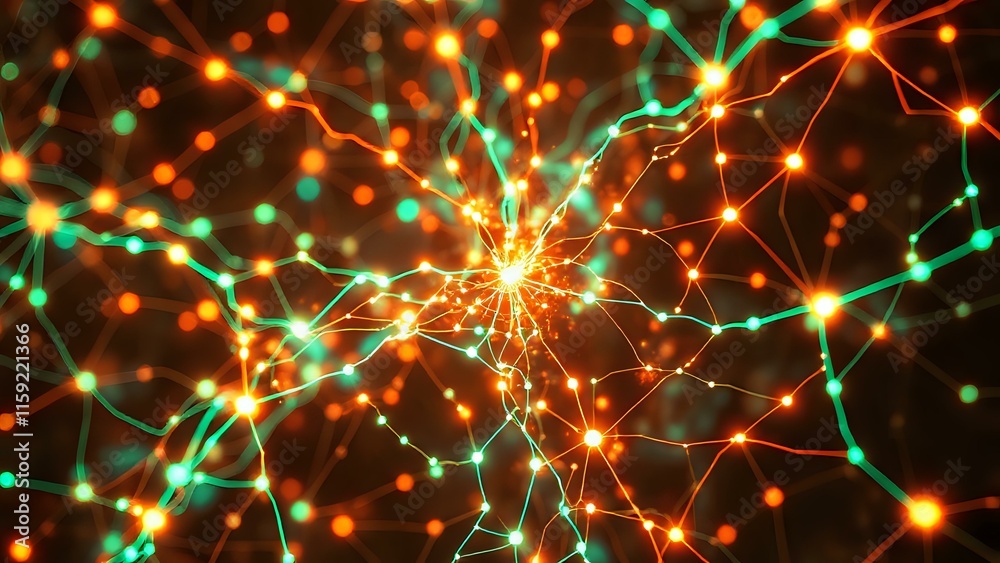 Obraz premium Cybernetic Neural Network Map - Abstract Data Visualization Stock Photo