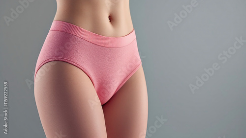 Pink Winter Underwear with a Stylish Design on a Soft Gray Background photo