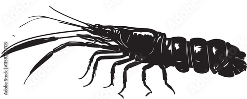 shrimp silhouette, prawn vector illustration