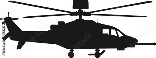 Fighter helicopter silhouette,Fighter helicopter vector icon,meletry helicoter