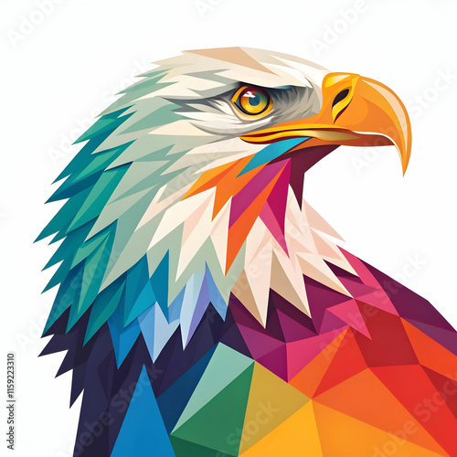 colorful low poly eagle vector design photo