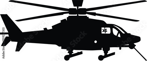 Fighter helicopter silhouette,Fighter helicopter vector icon,meletry helicoter