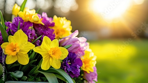 Wallpaper Mural Vibrant Spring Flowers with Daffodils and Tulips in a Sunny Garden Setting Torontodigital.ca