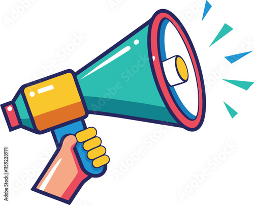 hand holding megaphone bullhorn vector,megaphone vector illustration