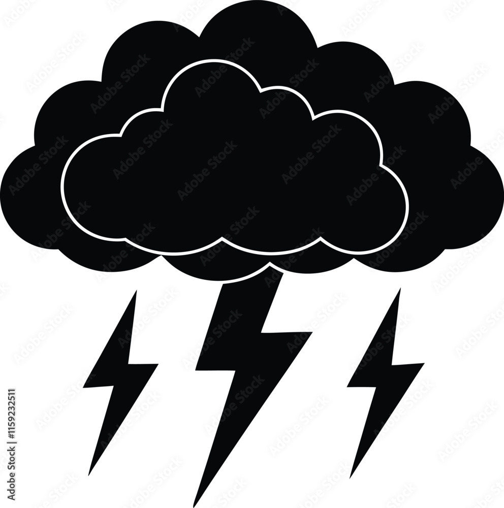 Thunderstorm silhouette,Thunderstorm vector icon Thunderstorm silhouette,Thunderstorm vector icon