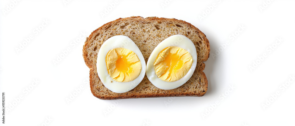 Soft boiled eggs on whole grain bread create delicious meal for affordable food concept Soft boiled eggs on whole grain bread create delicious meal for affordable food concept