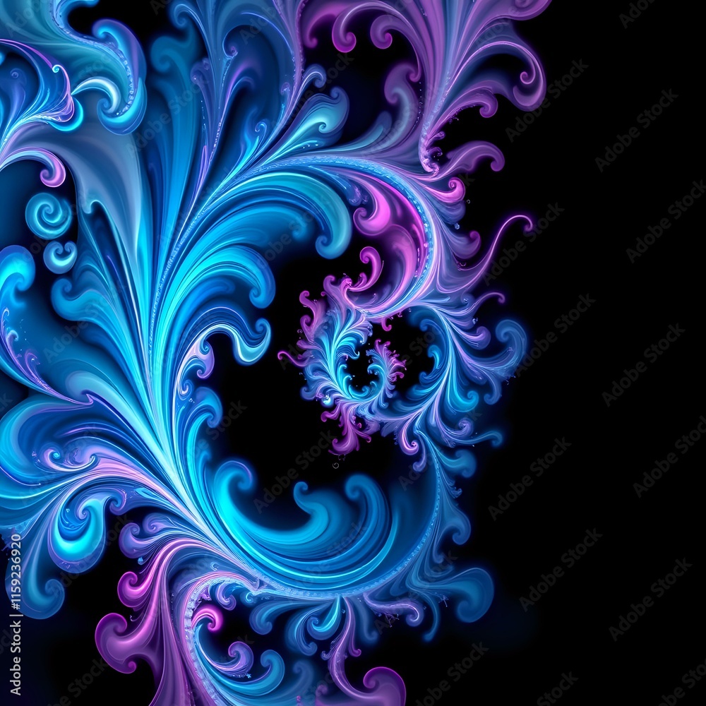 Mesmerizing Fractal Aurora: Swirling Blue and Purple Abstract Art Mesmerizing Fractal Aurora: Swirling Blue and Purple Abstract Art