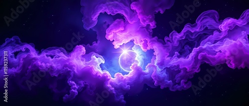 Cosmic Wonder: Vibrant Nebula with Swirling Purple and Pink Clouds