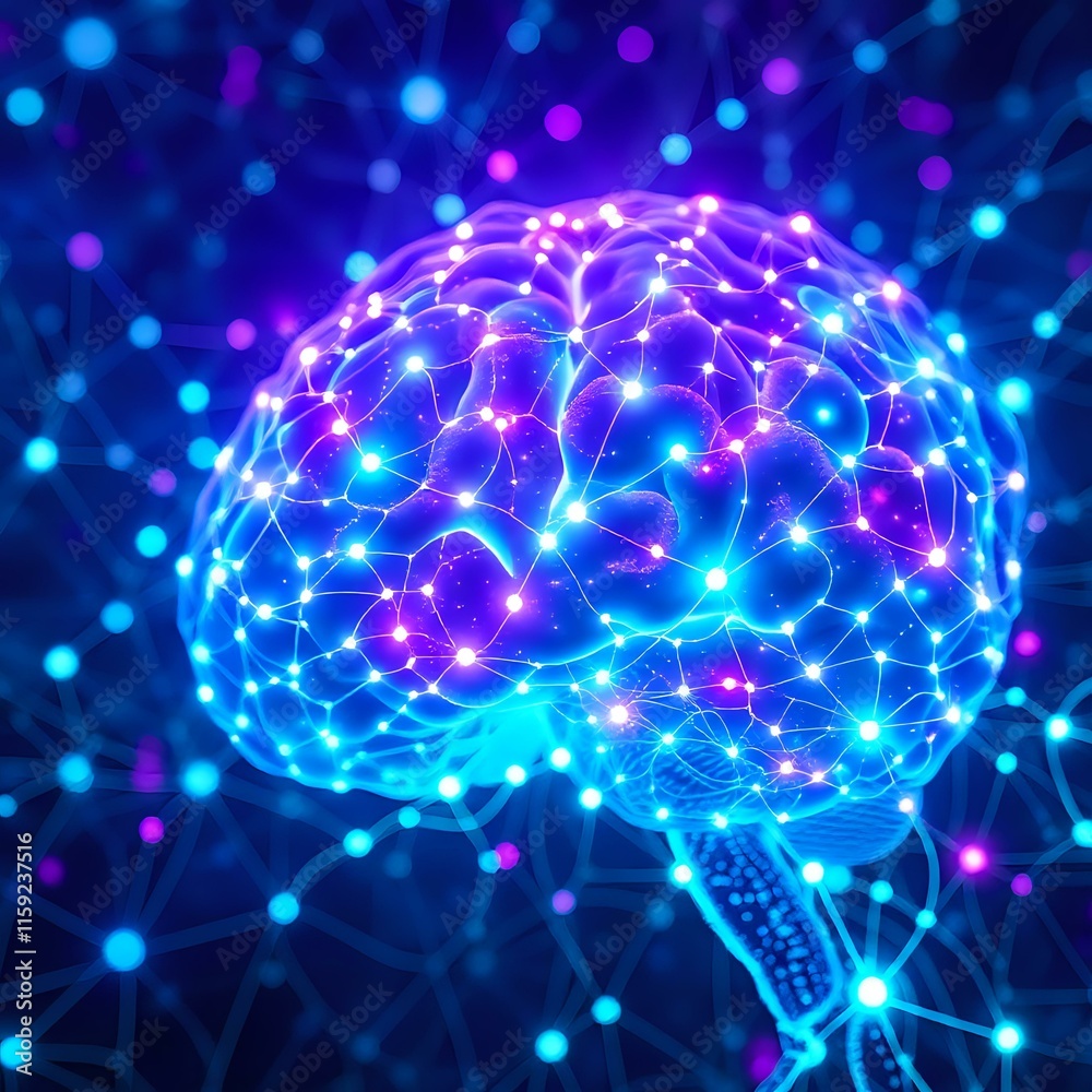 Obraz premium Cybernetic Brainwave Bioluminescence Art Nouveau Stock Photo