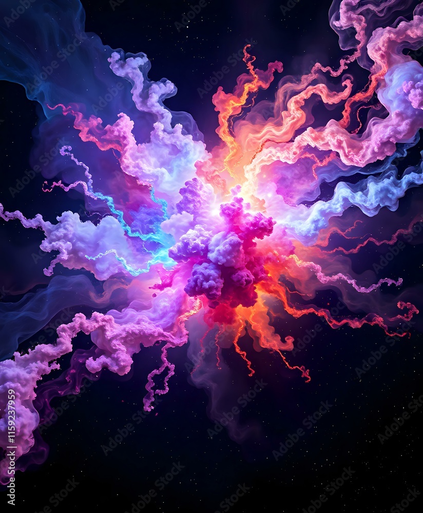 Obraz premium Vibrant Cosmic Explosion - Stellar Blast in Deep Space