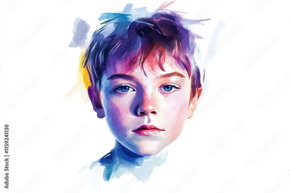 Φωτογραφία A portrait of a youthful boy with bright blue eyes, perfect for use in family or