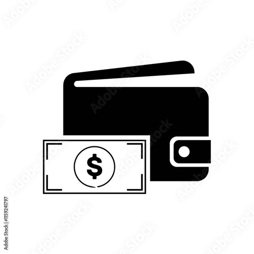 Wallet with cash and dollar bills icon. Wallet vector icon. Electronic wallet line icon. cash, electronic money, currency, business, investments, online banking, cryptocurrency.
