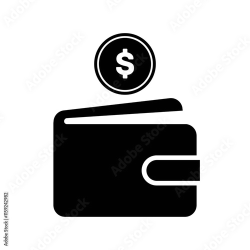 Wallet with coin dollar icon. Wallet vector icon. Electronic wallet line icon. cash, electronic money, currency, business, investments, online banking, cryptocurrency.