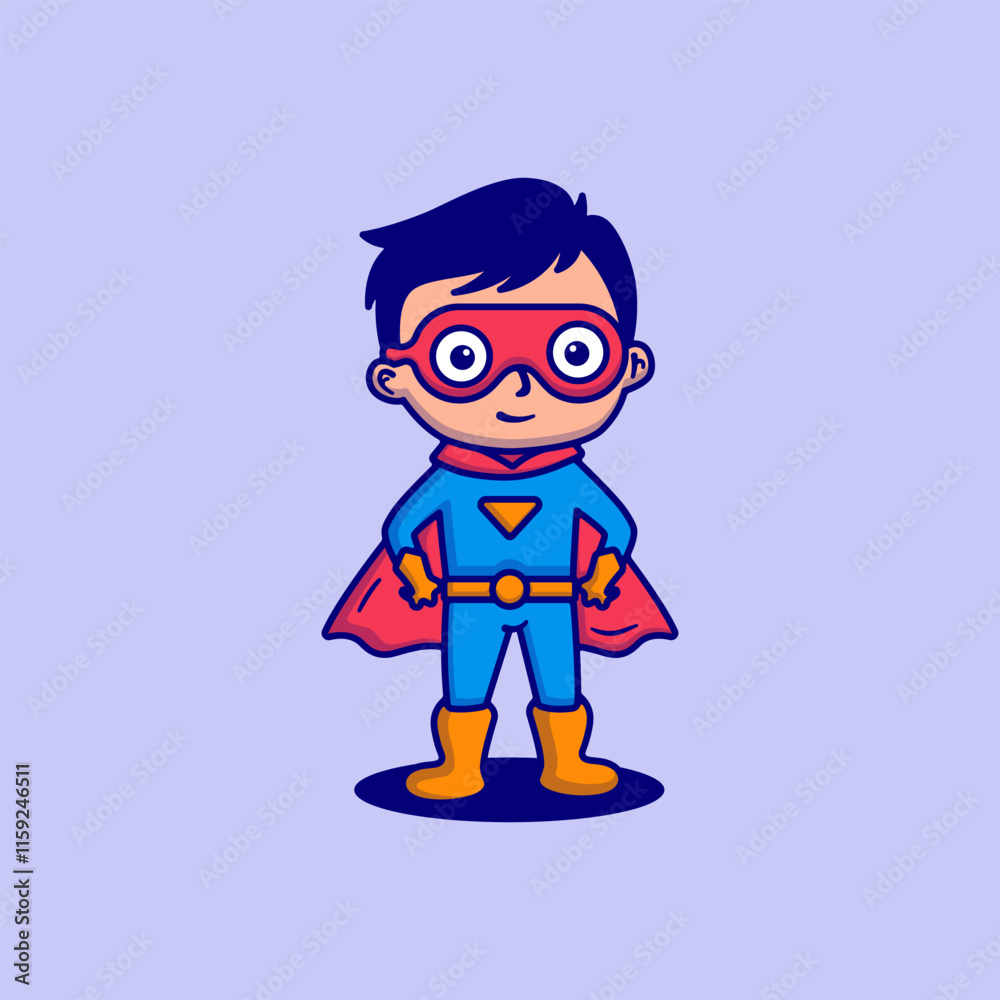 Cute Cartoon Superhero Boy Character Illustration Cute Cartoon Superhero Boy Character Illustration