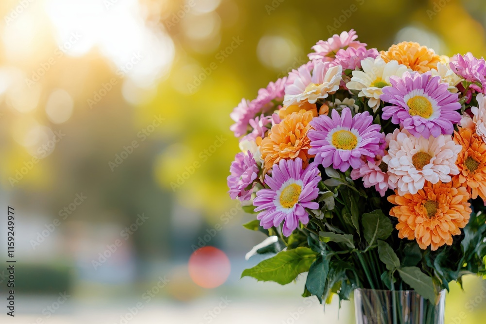 Bright and Colorful Bouquet of Fresh Spring Flowers in a Sunlit Outdoor Setting Bright and Colorful Bouquet of Fresh Spring Flowers in a Sunlit Outdoor Setting