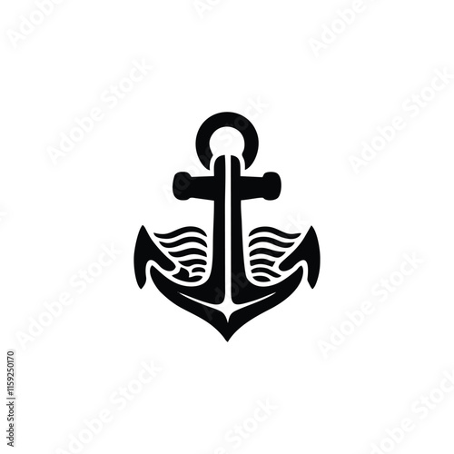 Simple logo of anchor with water combination