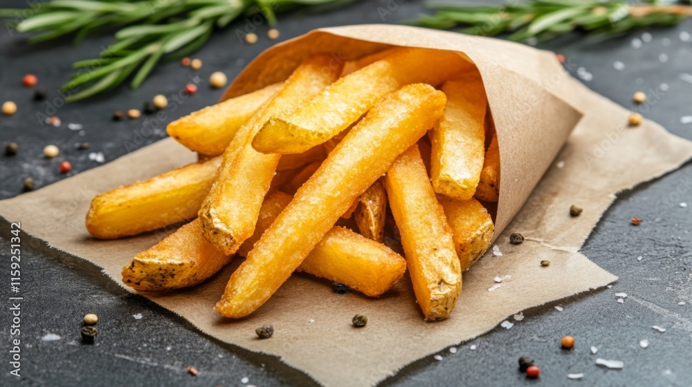 Crispy Fries on Natural Background with High Contrast Crispy Fries on Natural Background with High Contrast