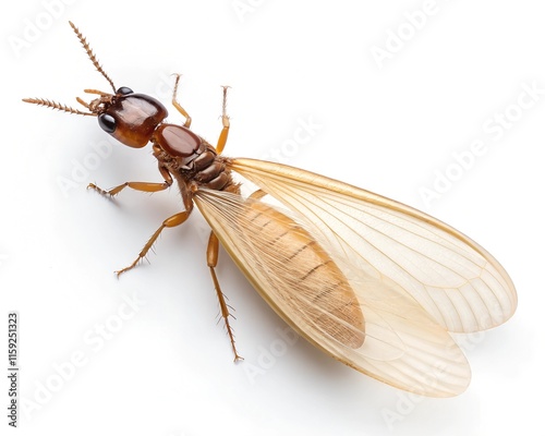 
insect termite with wings isolated on white background