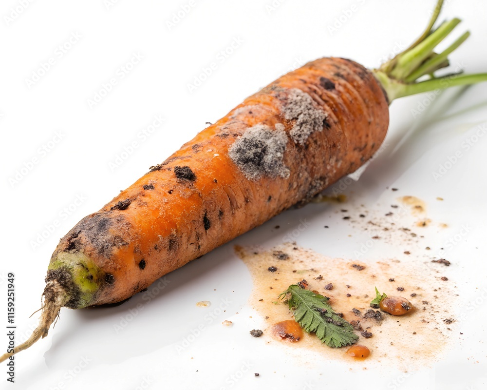 rotten and spoiled carrots on white background
rotten and spoiled carrots on white background