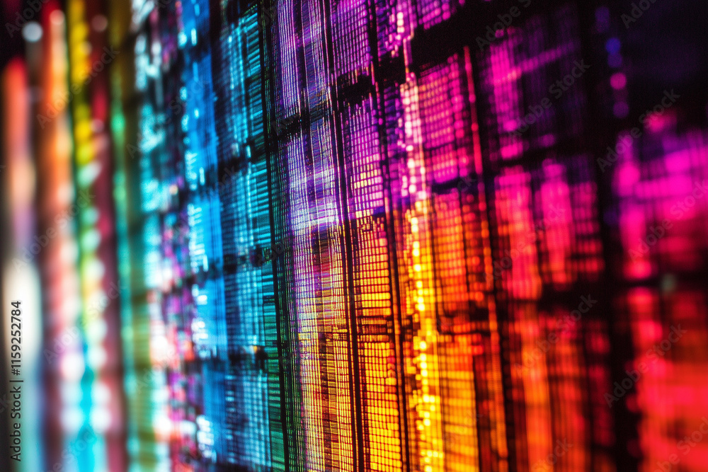 Close up of a screen of vibrantly colored data Close up of a screen of vibrantly colored data