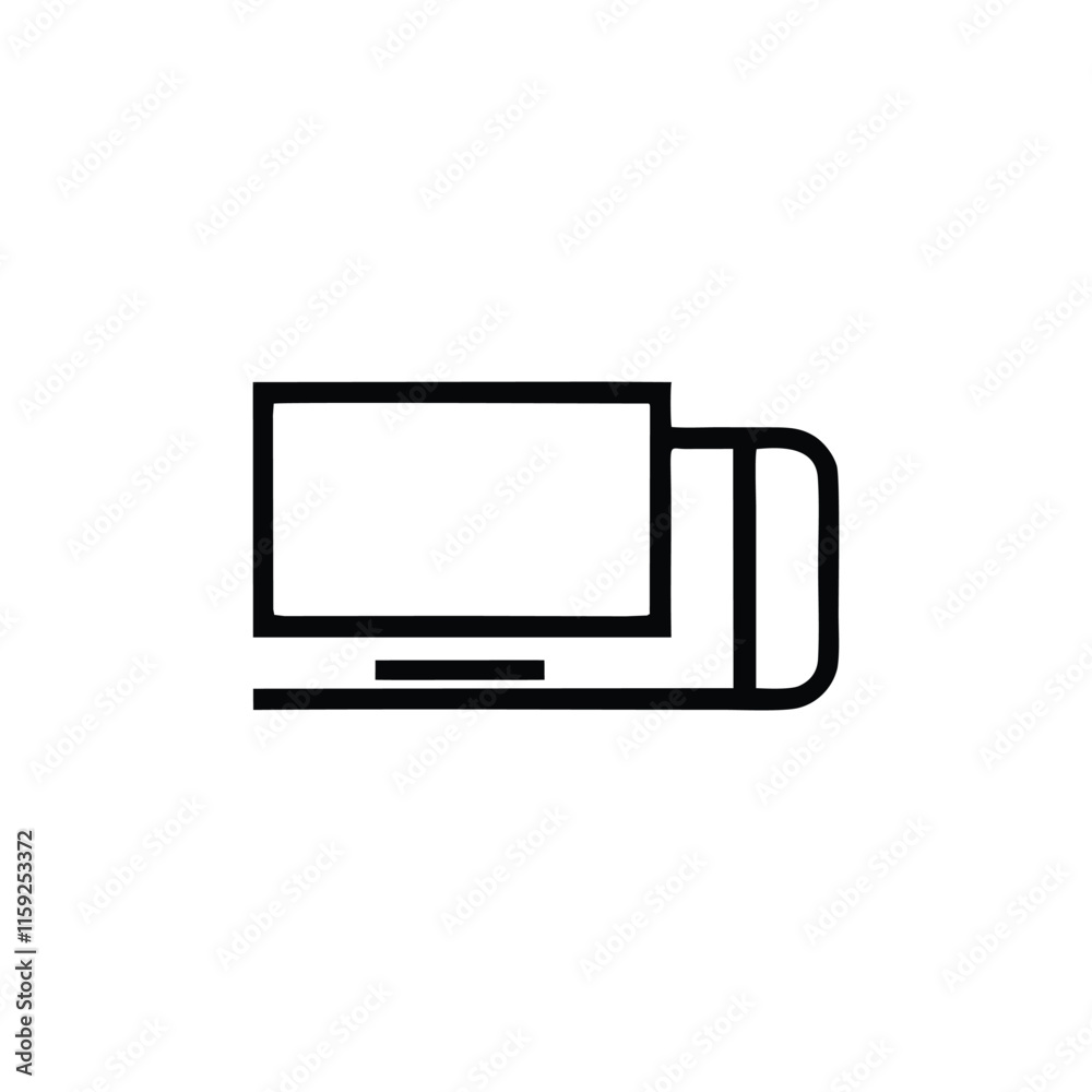 Logo Simple illustration of a desktop computer in a minimalist black and white design. Logo Simple illustration of a desktop computer in a minimalist black and white design.