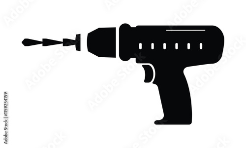 drill icon, silhouette, outline, vector, illustration, isolated on a white background