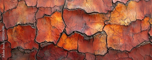 Maple tree abstract background concept. Intricate patterns of red and orange bark showing nature's unique textures and hues. photo