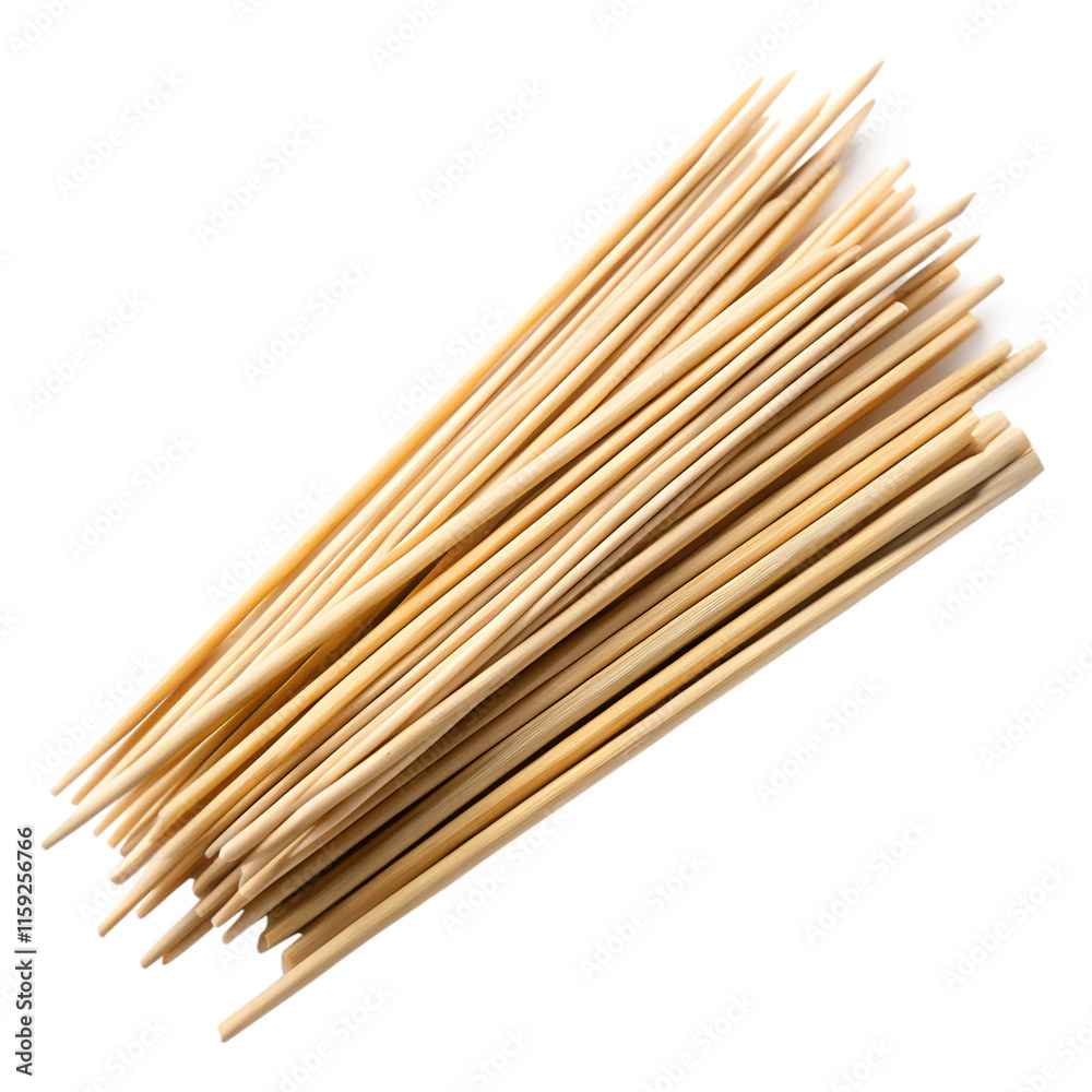 Bamboo sticks used for skewering food with selective isolated on transparent background Bamboo sticks used for skewering food with selective isolated on transparent background