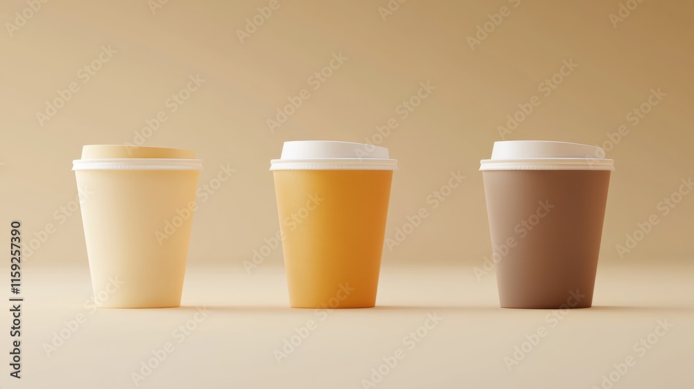 Minimalist Display of Warm Drinks in Soft Lighting Minimalist Display of Warm Drinks in Soft Lighting