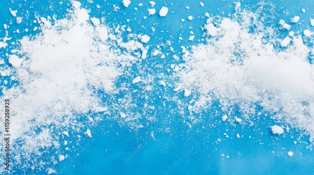 A vibrant blue background scattered with white snow-like textures. A vibrant blue background scattered with white snow-like textures.