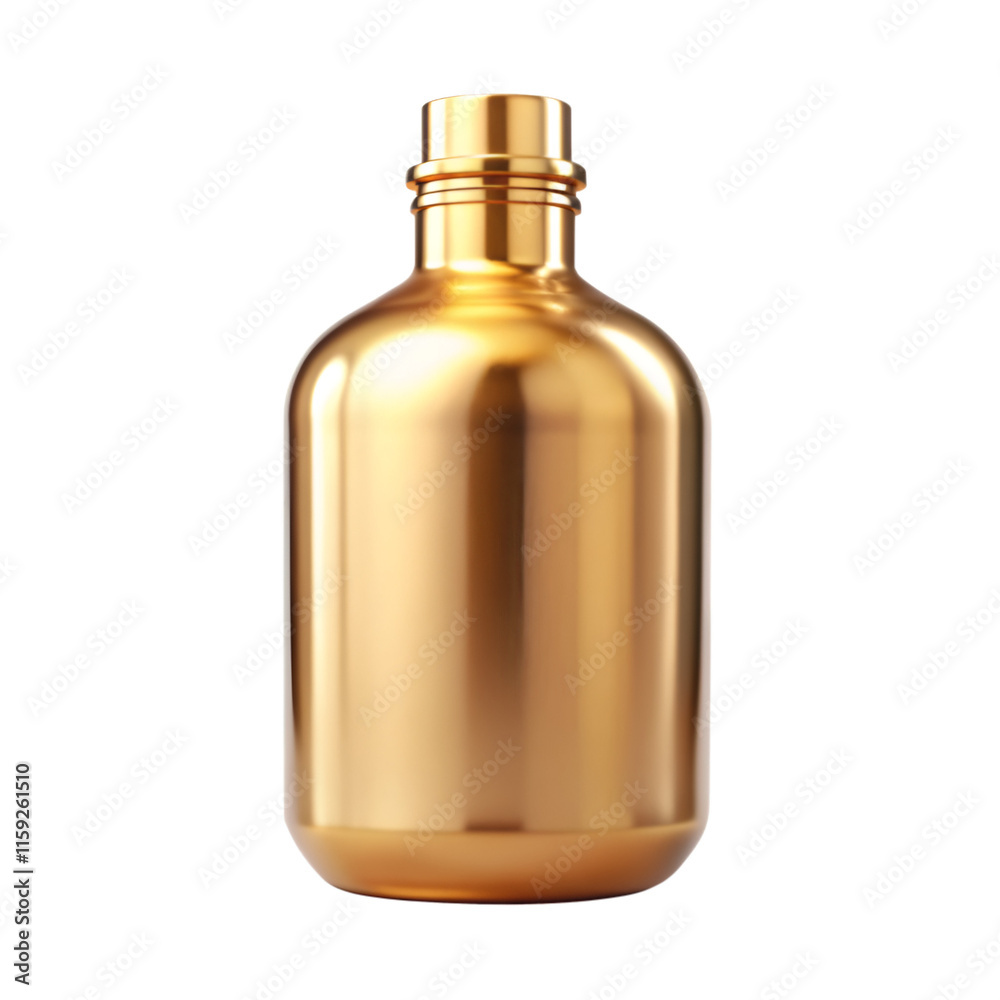 Bottle of gold color is shown isolated on transparent background Bottle of gold color is shown isolated on transparent background