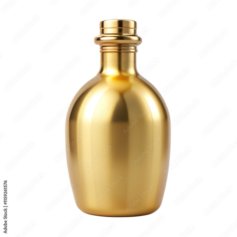 Bottle of gold color is shown isolated on transparent background Bottle of gold color is shown isolated on transparent background