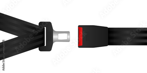 Safety Seat Belt. Car or Airplane Seat Belt. Fasten Your Seat Belt. Safety First.  Vector Illustration. 