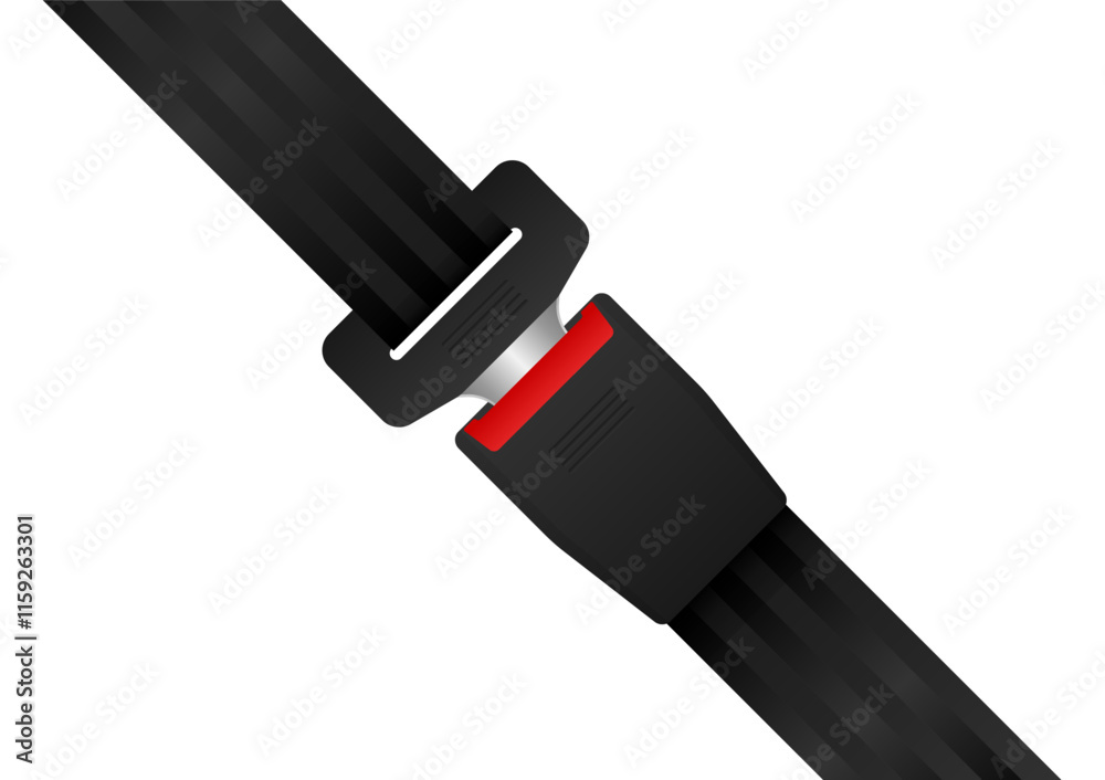 Safety Seat Belt. Car or Airplane Seat Belt. Fasten Your Seat Belt. Safety First.  Vector Illustration. 