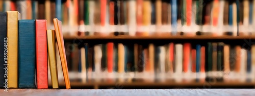 Blurred Bookshelf Background Perfect for Product Display in Advertising photo