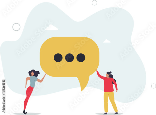 Team discussion, community or social feedback, communication or announcement dialog, team meeting concept.flat characters.