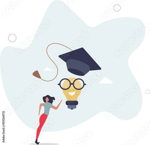 Education or knowledge is power to build creativity, idea or solution, academic or training course concept.flat characters.