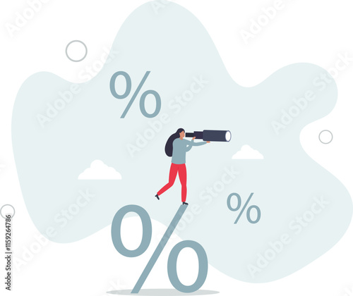 Interest rate forecast, FED and Central bank financial policy, search for investment profit or banking loan payment concept.flat characters.