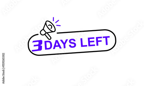 3 Days left countdown button calendar time day counting new year time left neon purple color vector  