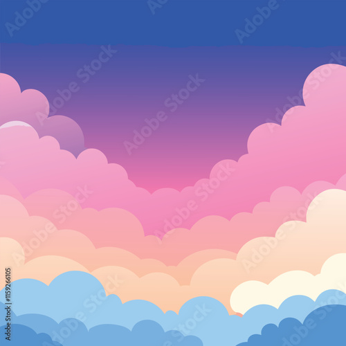 Morning Sky with Blue and Pink pastel with fluffy cloud