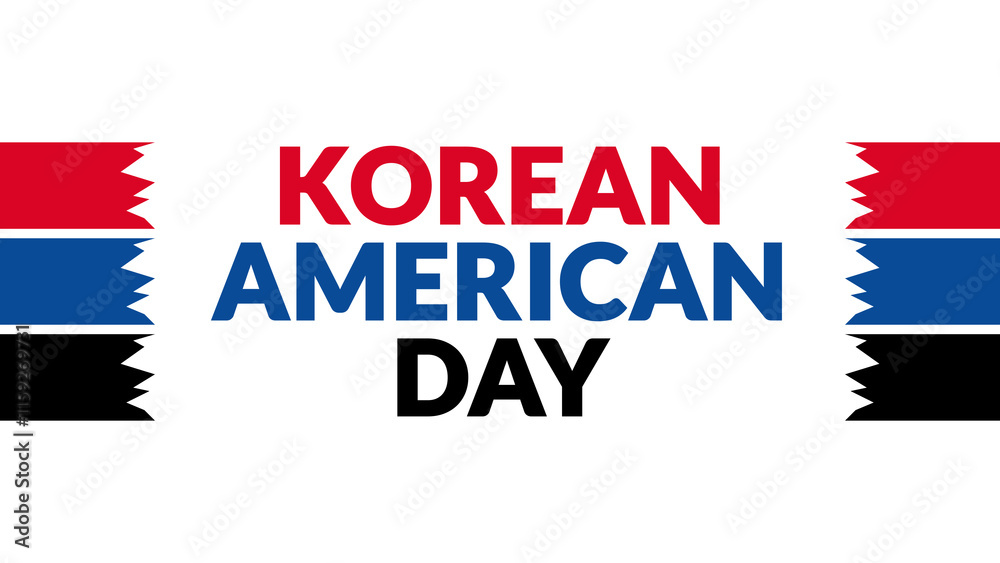 Korean American Day text with side lines on a White background. Which is observed every year in January to celebrate Korean American Day. Korean American Day text with side lines on a White background. Which is observed every year in January to celebrate Korean American Day.