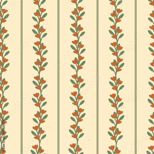 Seamless pattern with red wildflower. Vector botanical floral background. Delicate floral and herb illustration.