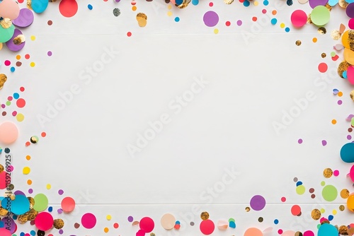 Colorful Confetti Border Frame Repeat Pattern for Birthday Party or Event