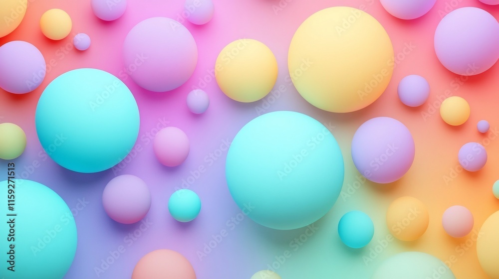 Pastel-colored spheres on a gradient background. Pastel-colored spheres on a gradient background.