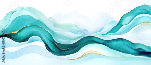Colorful abstract waves with fluid shapes and smooth gradients on a white background.