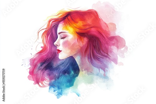 A woman with bright red hair sitting or standing, depending on the pose you prefer